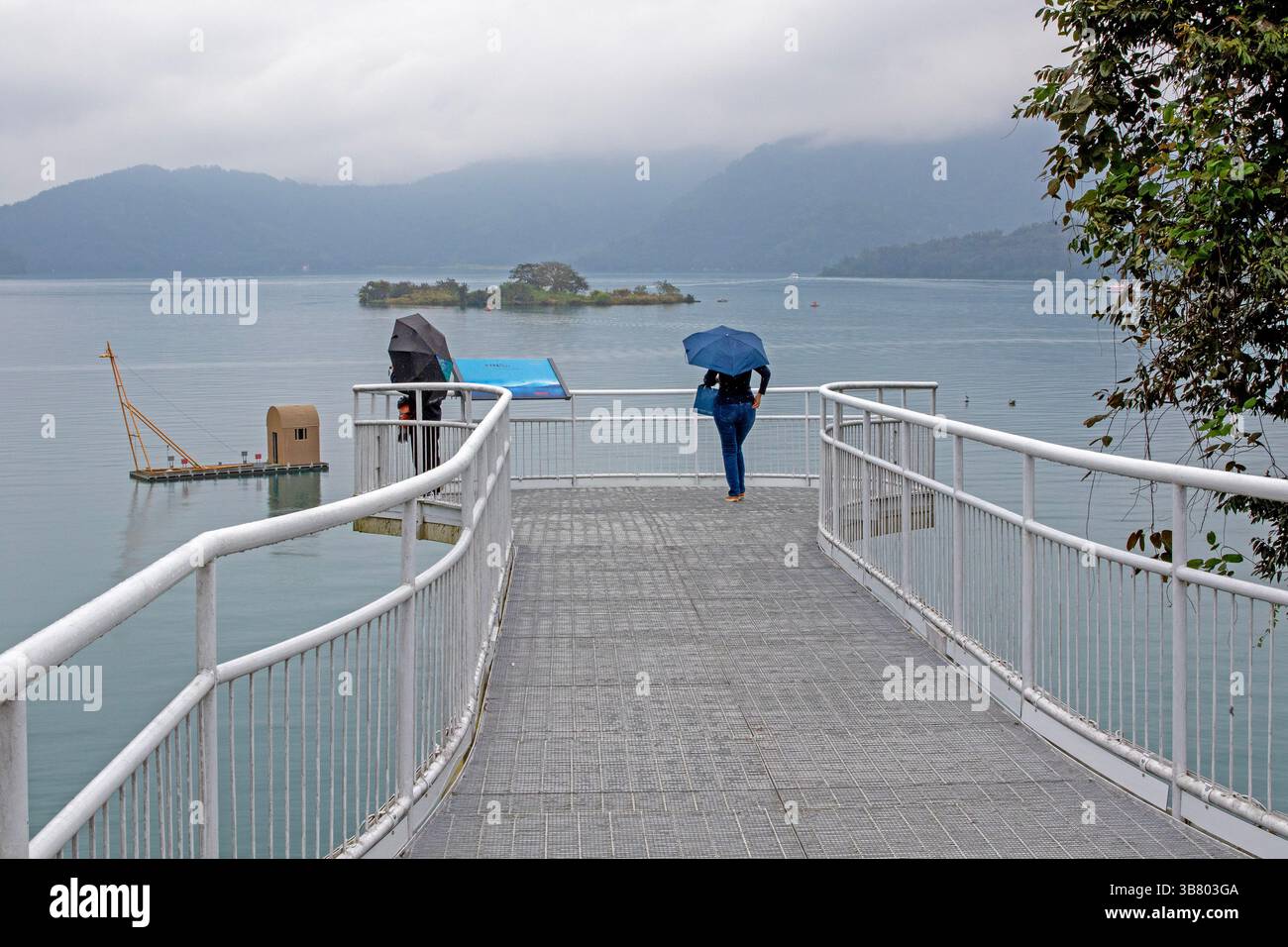 Viewing platform at Sun Moon Lake Stock Photo