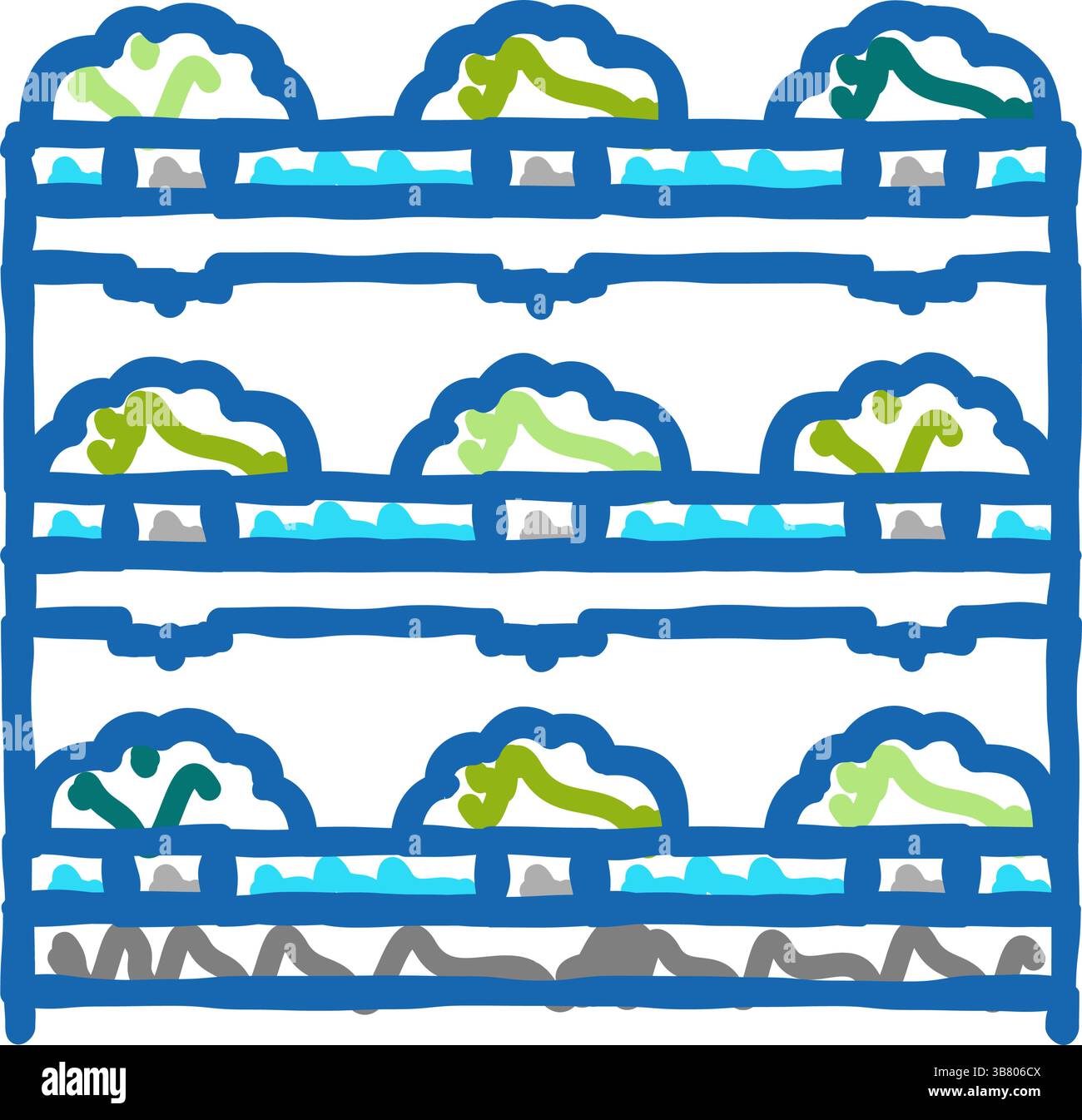 farm hydroponics water irrigation icon doodle illustration Stock Vector ...