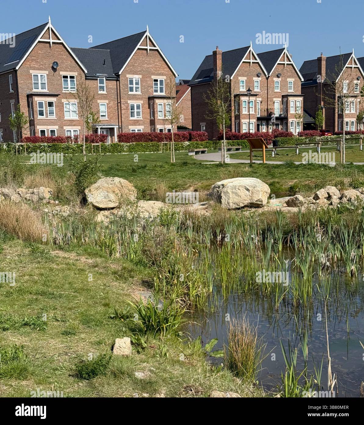 New house and landscaped area in Burgess Hill, West Sussex - Smartphone Captured Stock Image