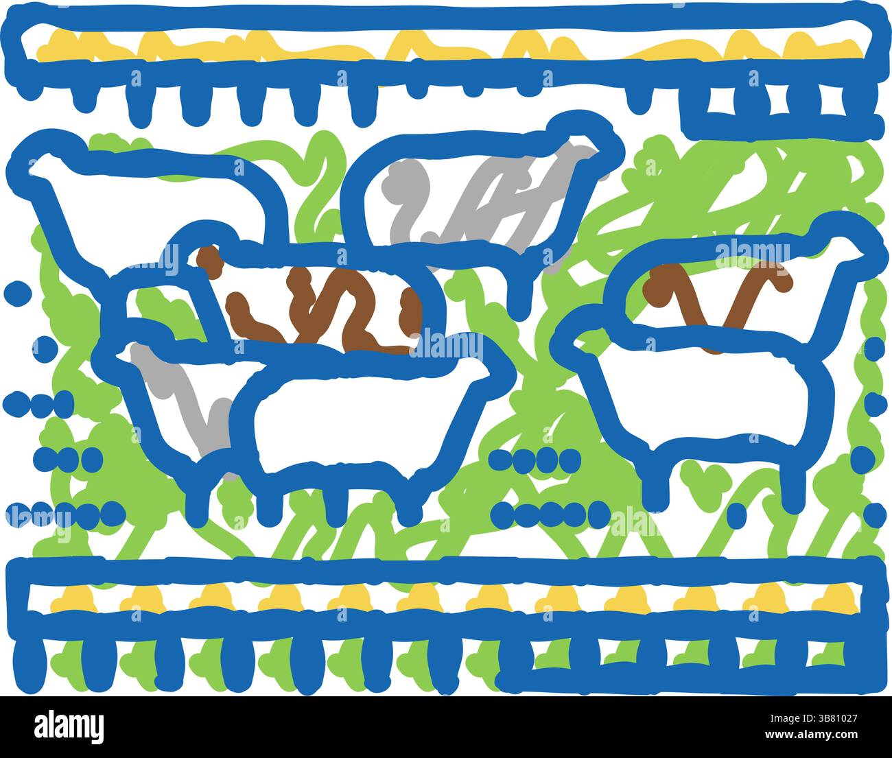 livestock smart farm agriculture icon doodle illustration Stock Vector ...