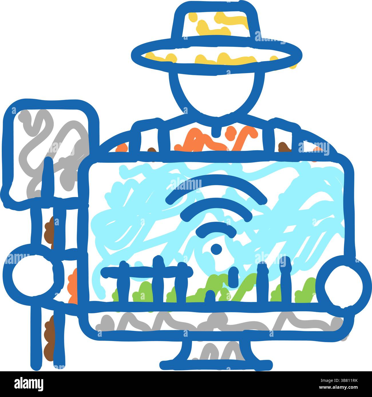 smart farmer agriculture icon doodle illustration Stock Vector Image ...