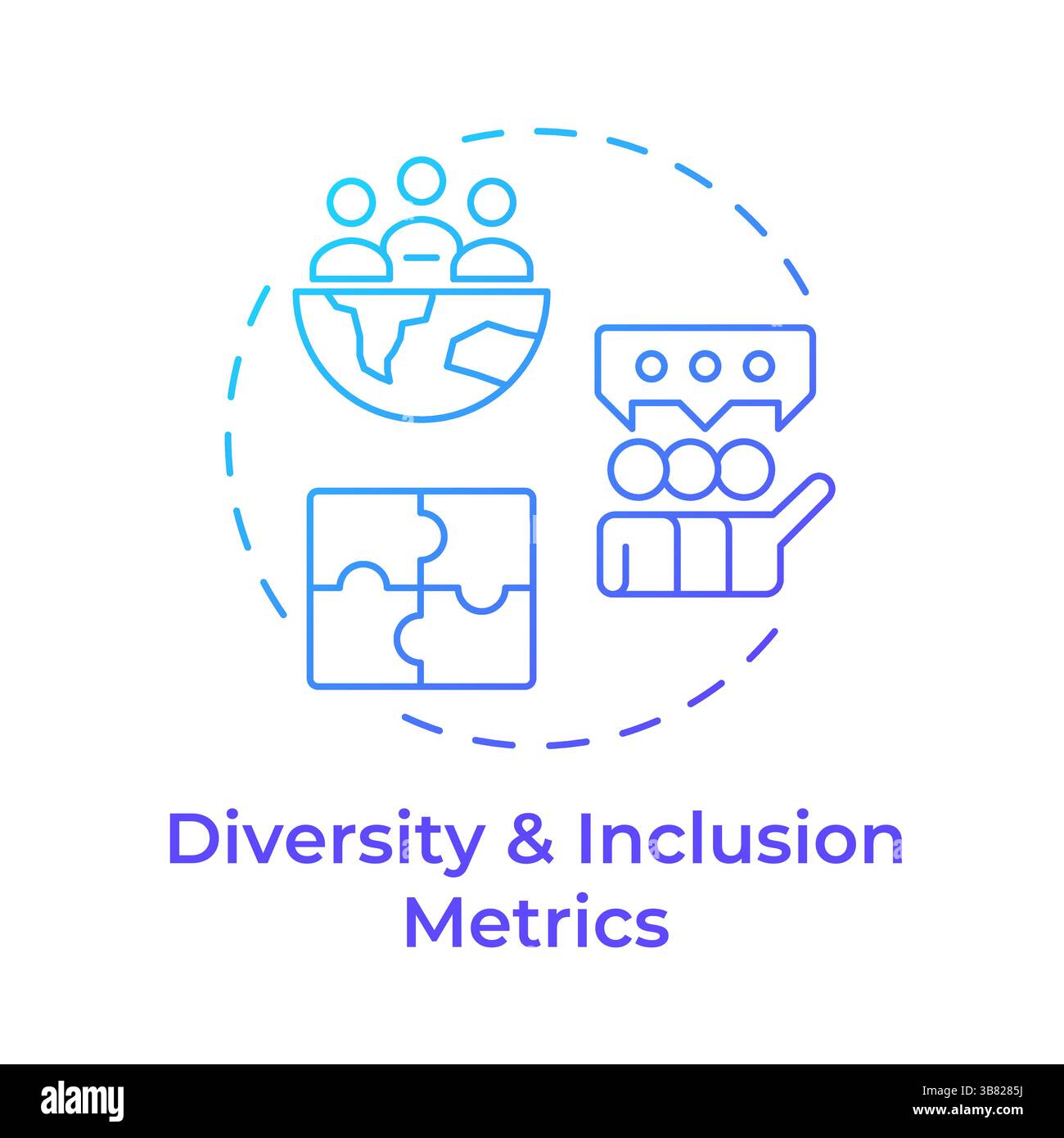 Diversity and inclusion metrics blue gradient concept icon Stock Vector