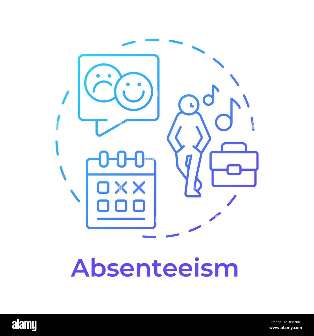 Absenteeism blue gradient concept icon Stock Vector