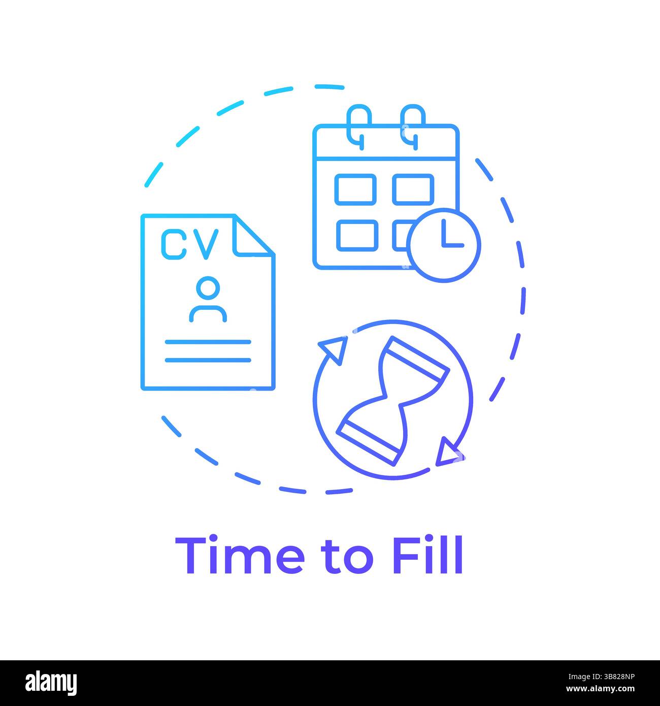 Time to fill blue gradient concept icon Stock Vector
