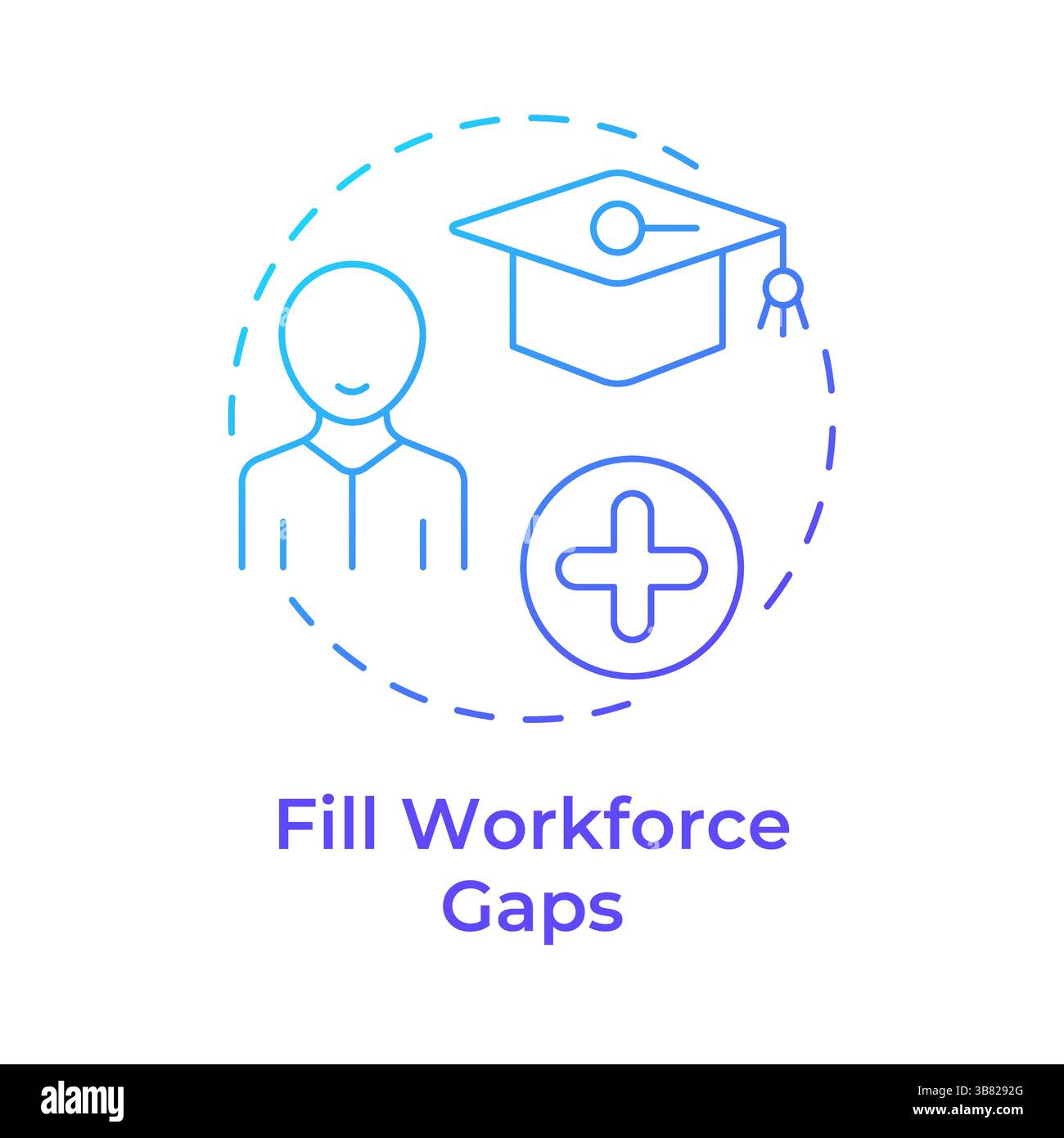 Filling workforce gaps blue gradient concept icon Stock Vector