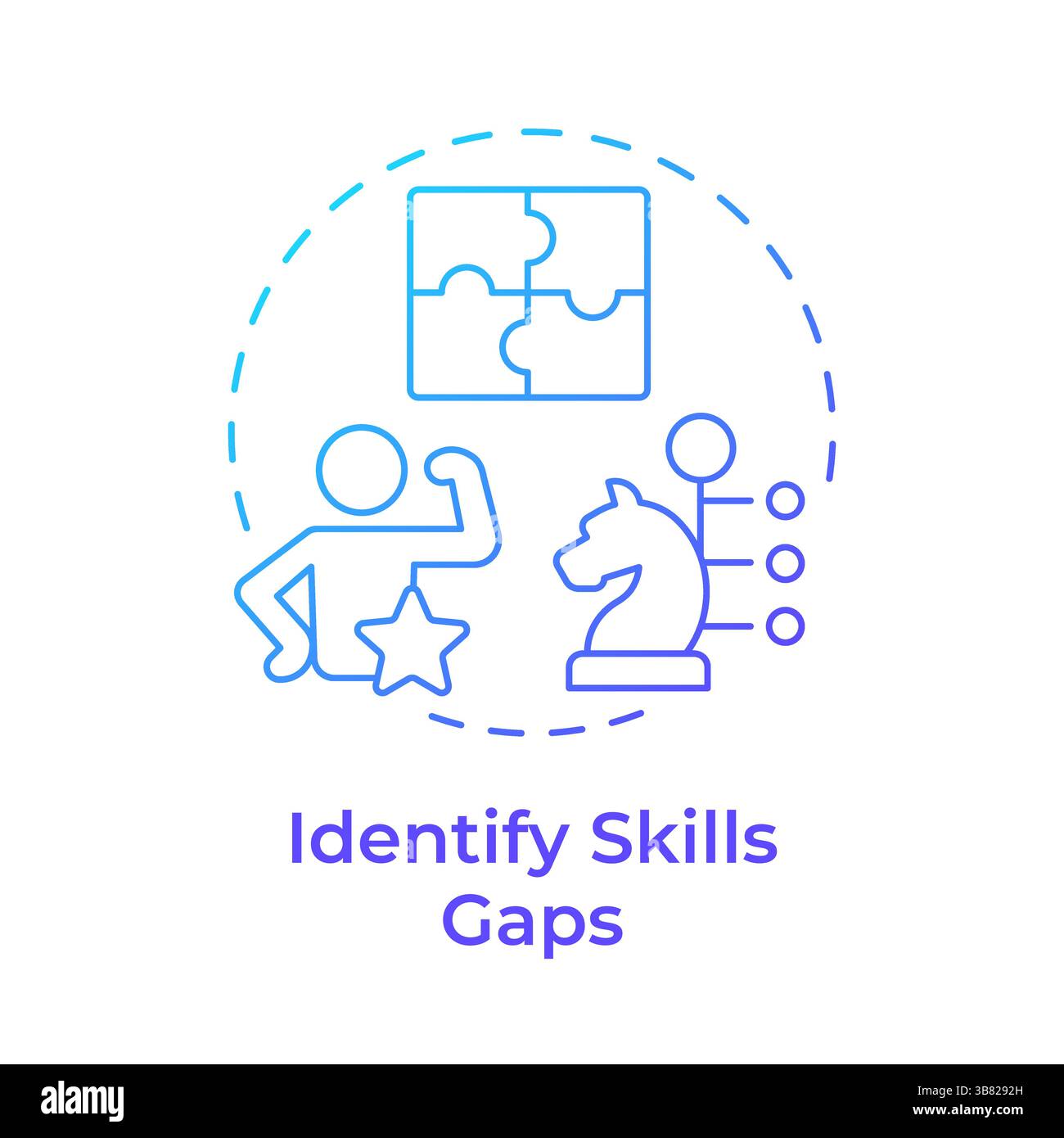 Identifying skills gaps blue gradient concept icon Stock Vector