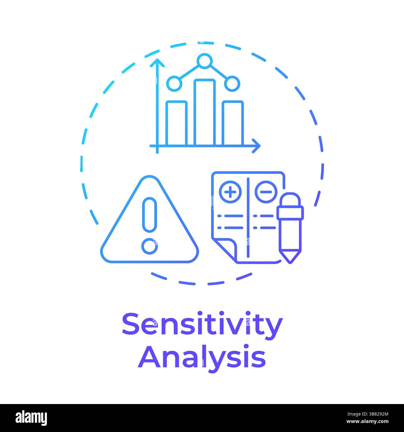 Sensitivity analysis blue gradient concept icon Stock Vector