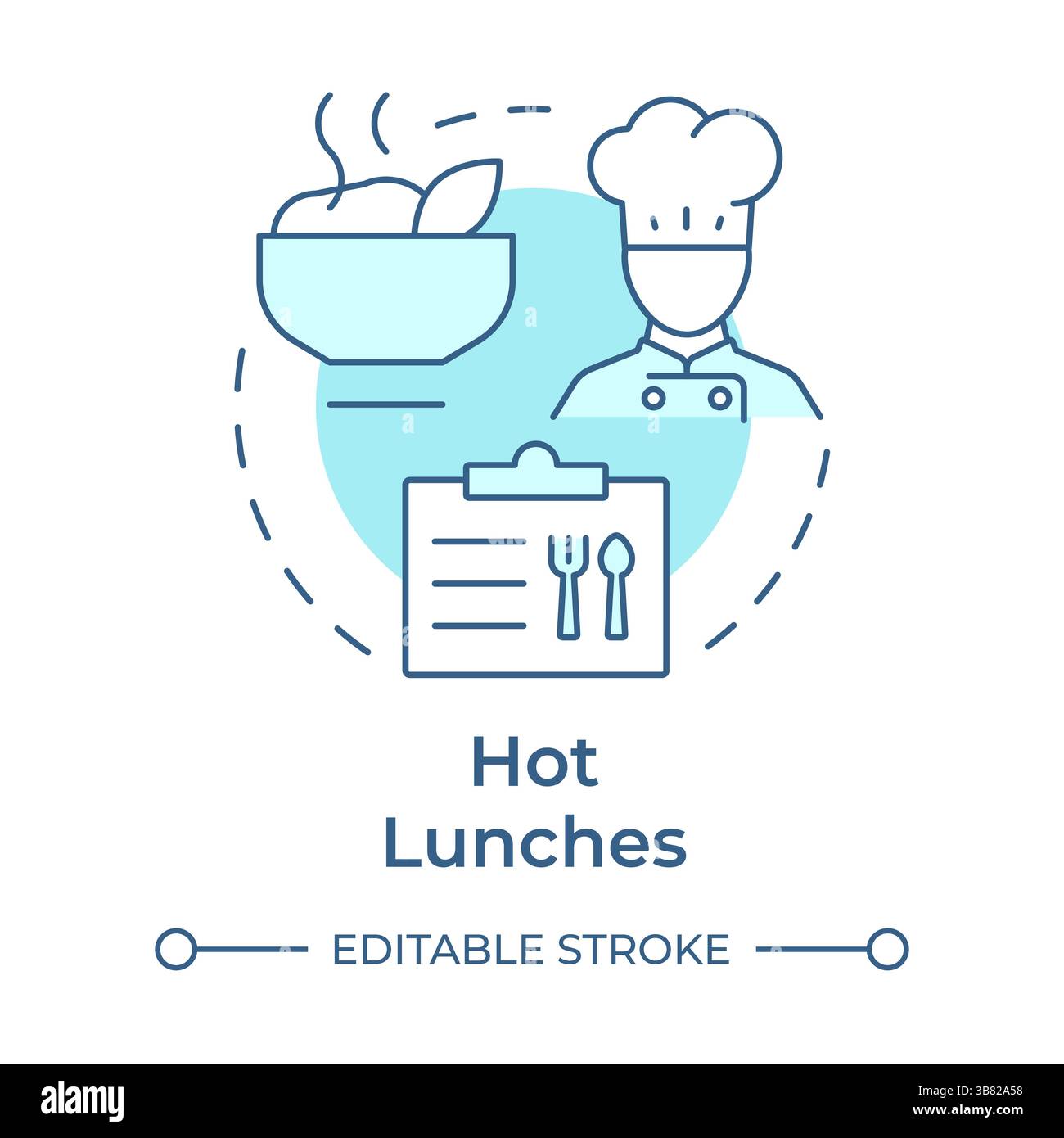Hot lunches soft blue concept icon Stock Vector