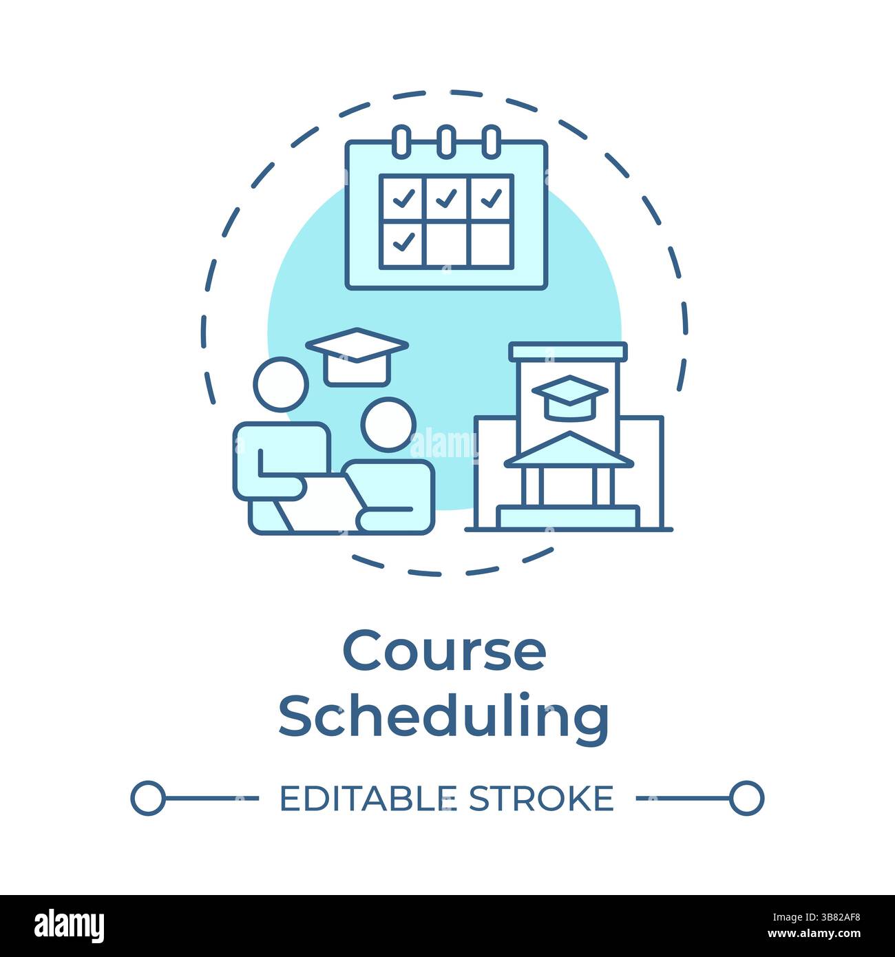 Course scheduling soft blue concept icon Stock Vector