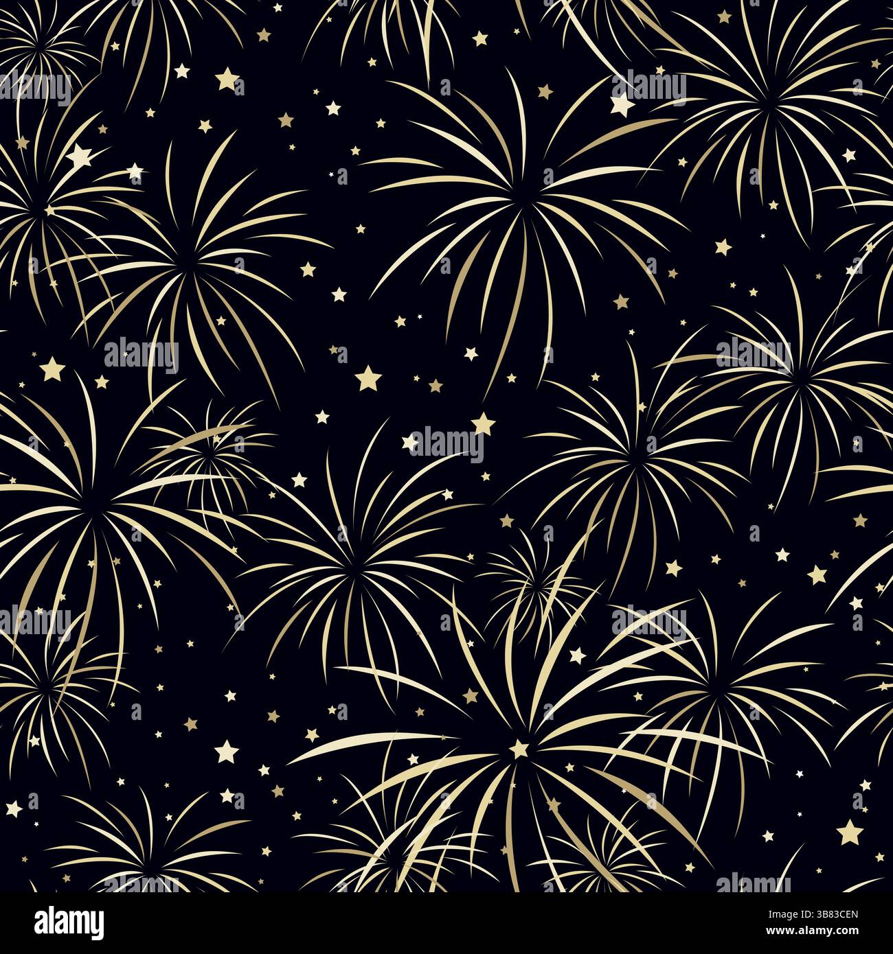 Fireworks explosion seamless pattern. Vector illustration Stock Vector