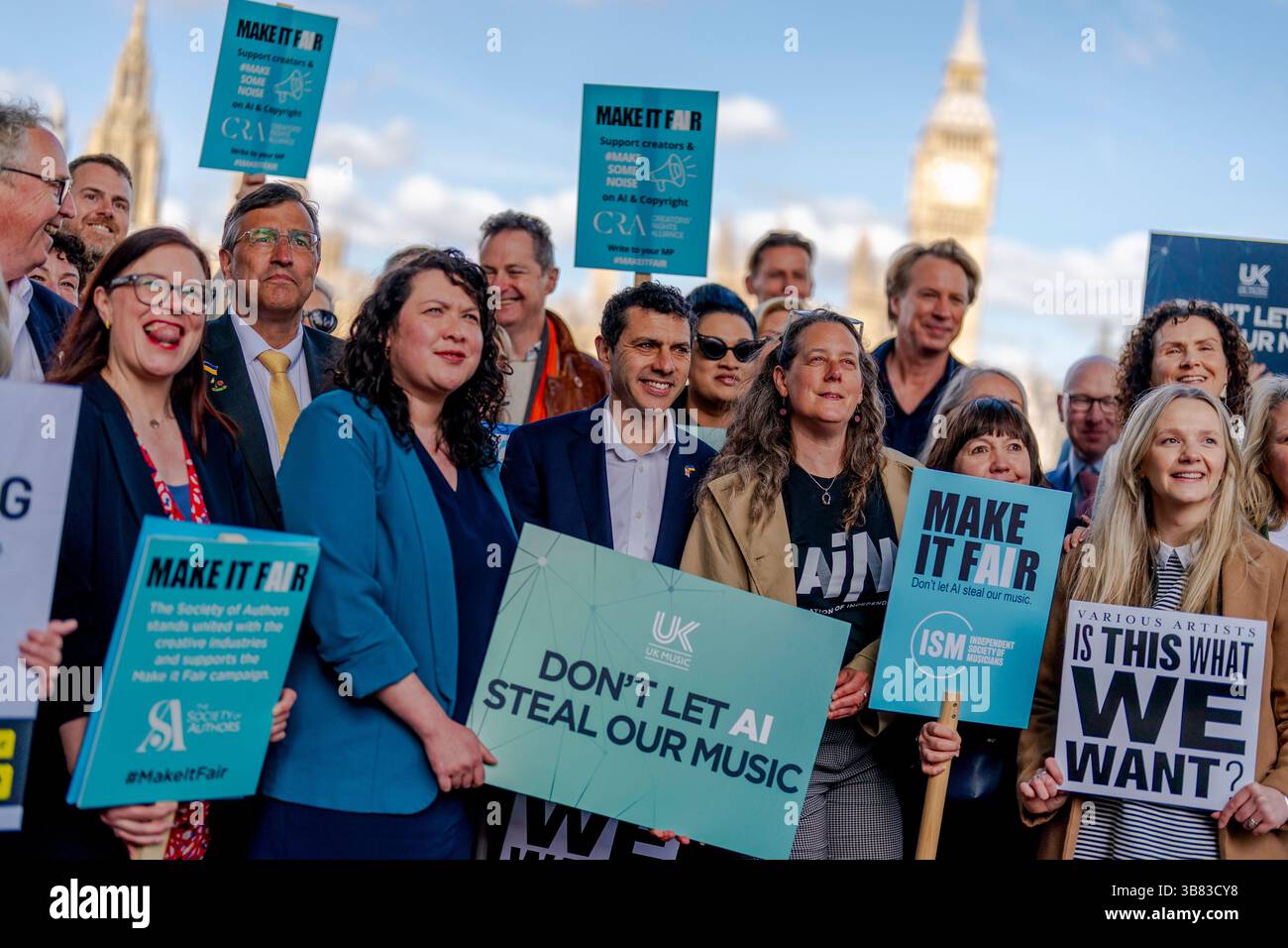 Music creators and politicians take part in a protest calling on the ...