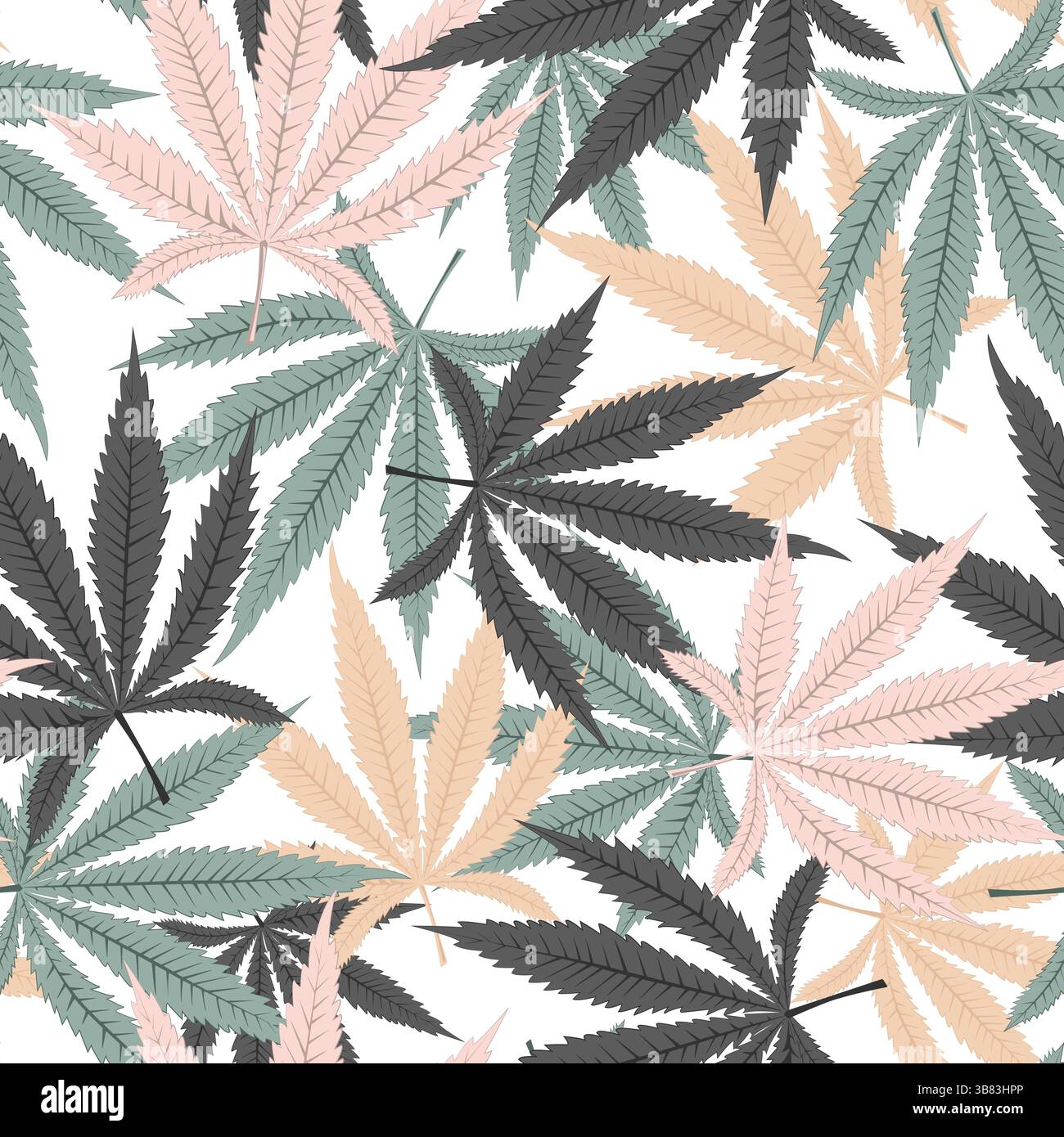 Colorful hemp leaves seamless pattern. Vector illustration. Stock Vector