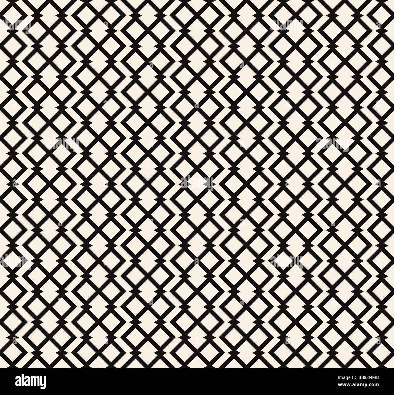 Interwined black vertical geometric rhombuses seamless pattern on beige background. Repeating beige pattern. Stock Vector