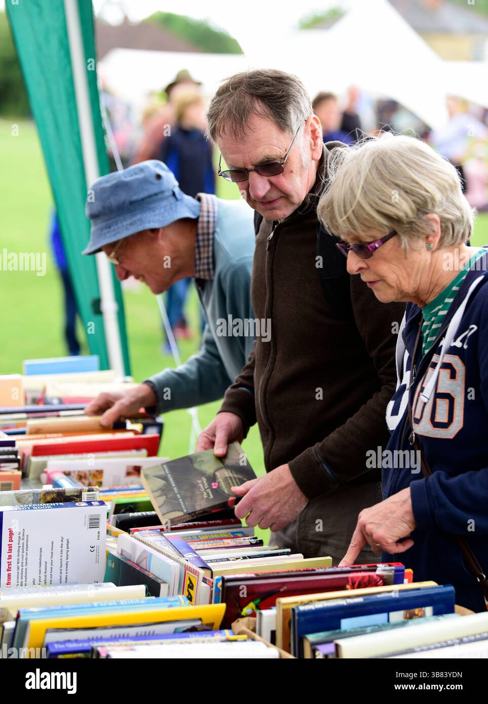 Rowledge People browsing book stall, Rowledge Village Fair, Rowledge, UK Stock ...