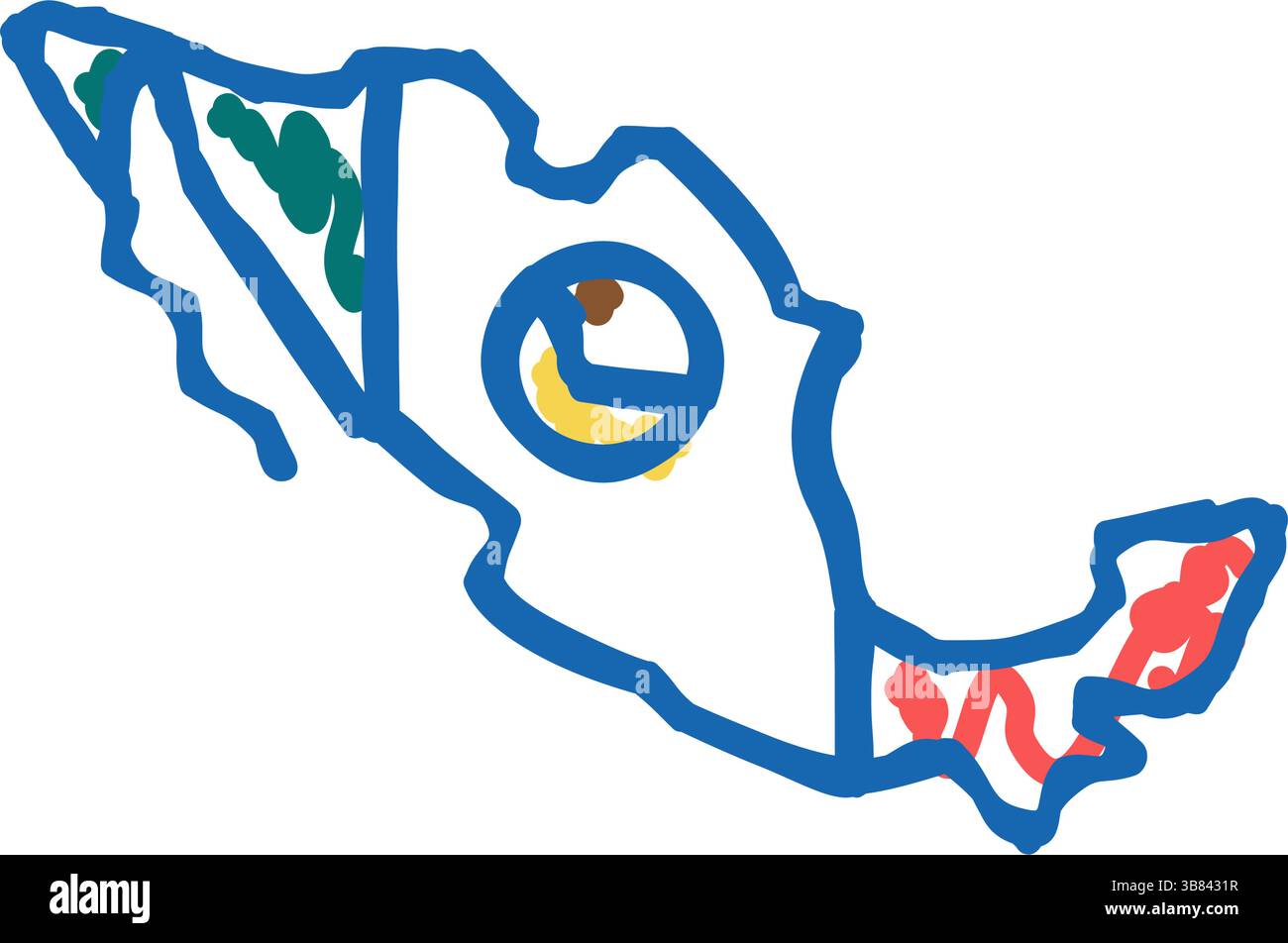 mexico country map flag icon doodle illustration Stock Vector Image ...