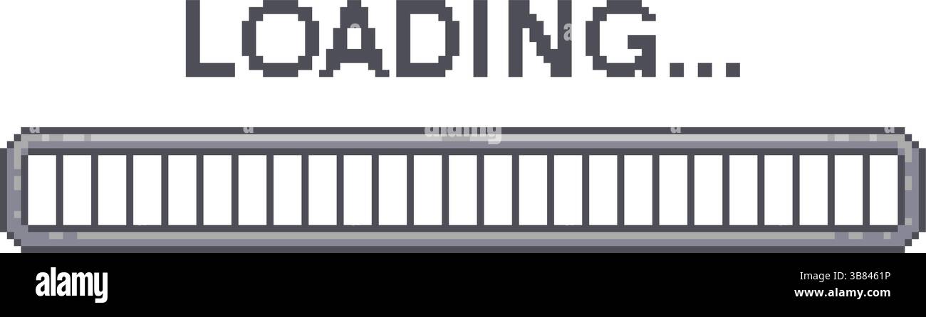 Pixel art 8-bit loading bar on white background. Isolated vector illustration Stock Vector