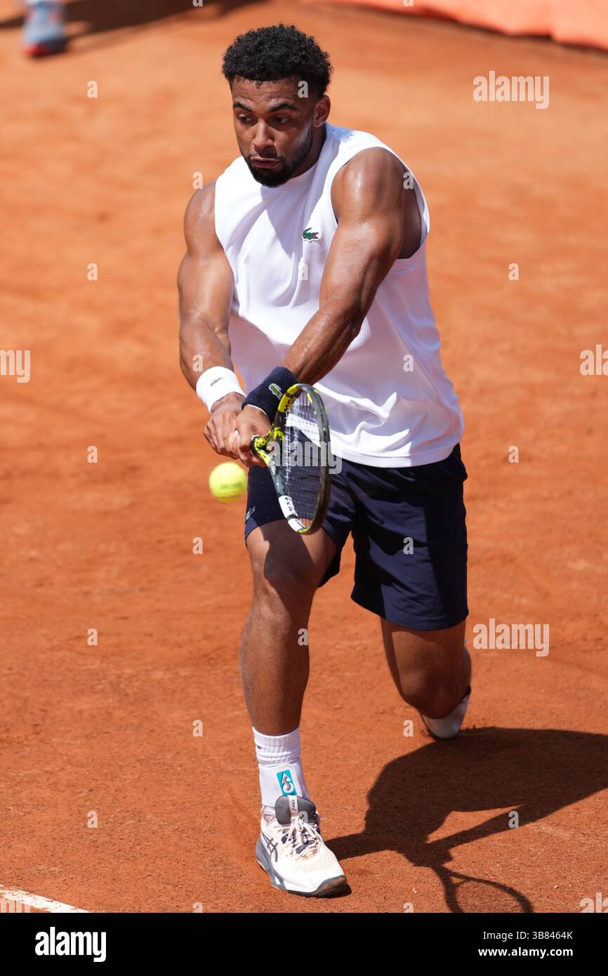 Rome, Italy. 07th May, 2025. Arthur Fils of France during a training session at the Internazionali BNL d'Italia 2025 tennis tournament at Foro Italico in Rome, Italy on 5 7, 2024. Credit: Insidefoto/Alamy Live News Stock Photo