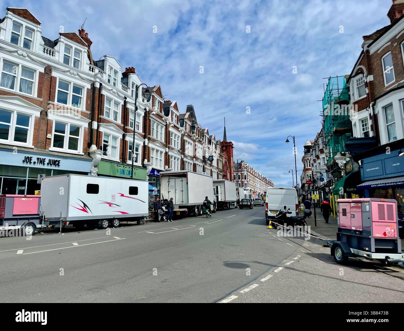 a tv and film production unit filming on muswell hill N10 fortis green ...