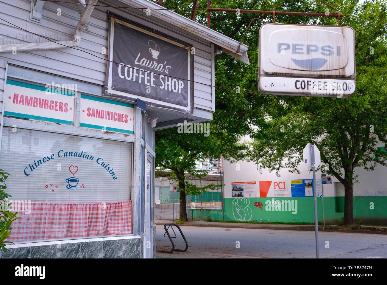 The historic Laura's Coffee Shop in Mount Pleasant, Vancouver, BC Stock ...