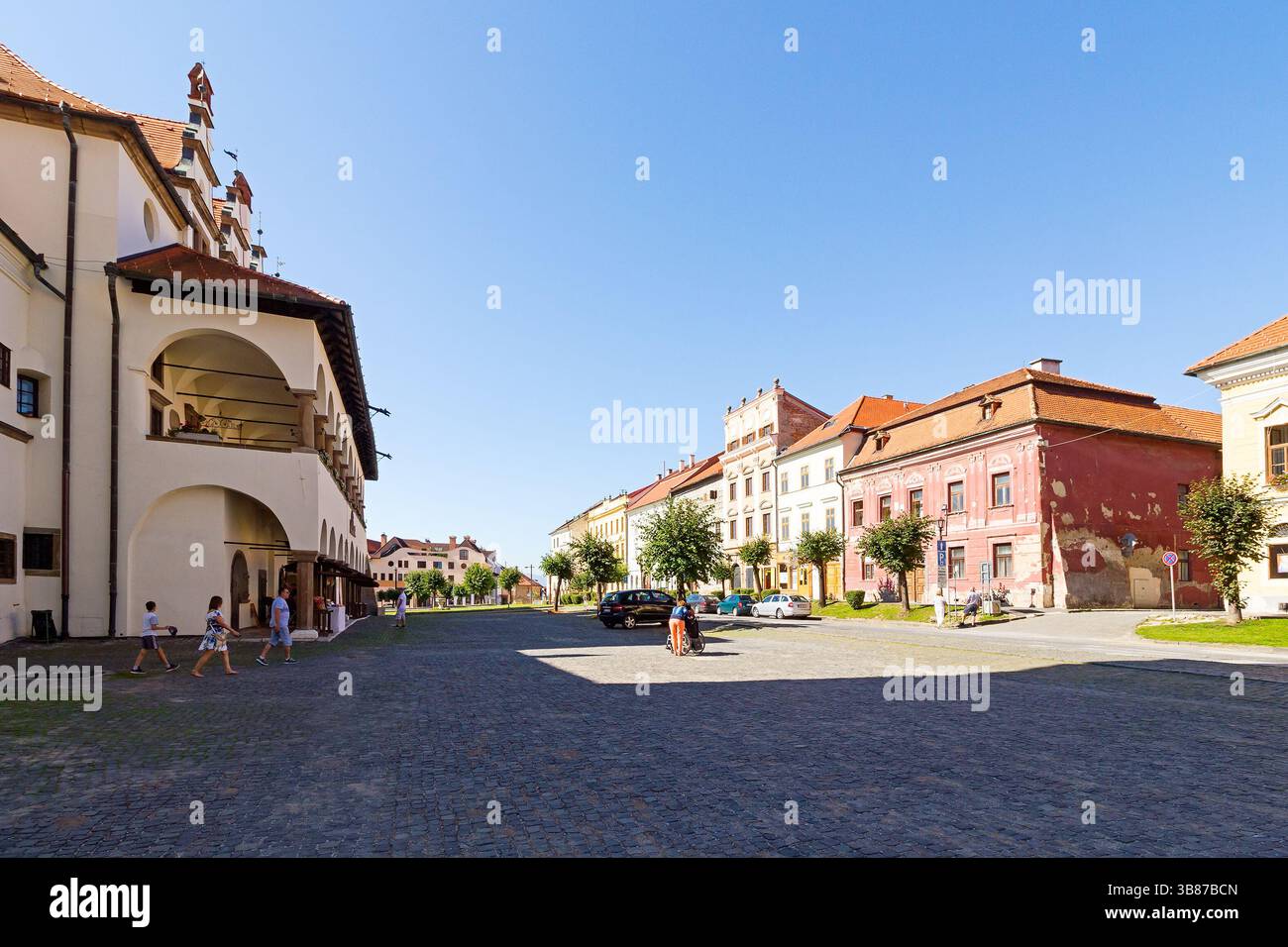 levoca, presov, slovakia - 28 aug, 2016: historic center of old fortified town. medieval downtown. popular travel destination. urban landscape Stock Photo