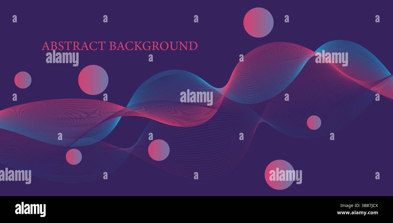 Futuristic Abstract Wave Background with Gradient Spheres Stock Vector