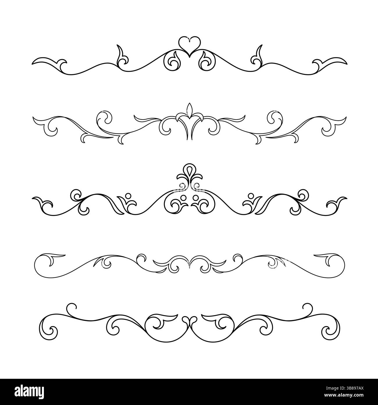 Elegant and Beautiful Decorative Flourishes Perfectly Suited for Various Design Projects Stock Vector