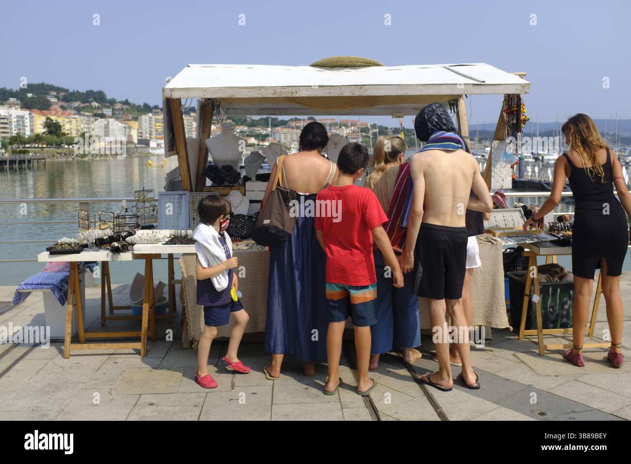 costume jewelry tent in Sanxenxo, Galicia, Spain Stock Photo