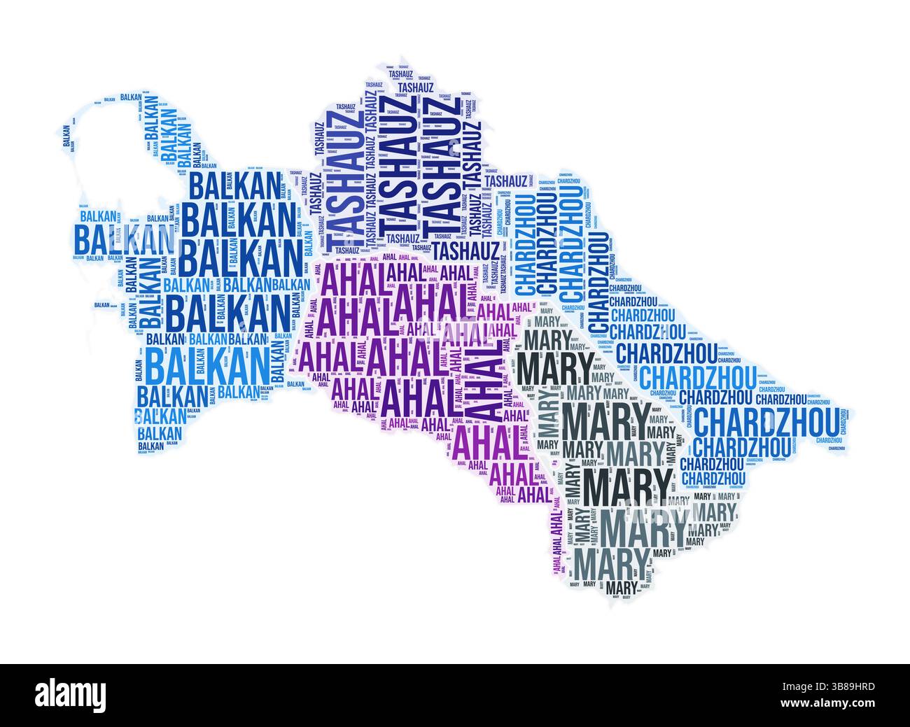 Turkmenistan region word cloud. Country shape design. Turkmenistan ...