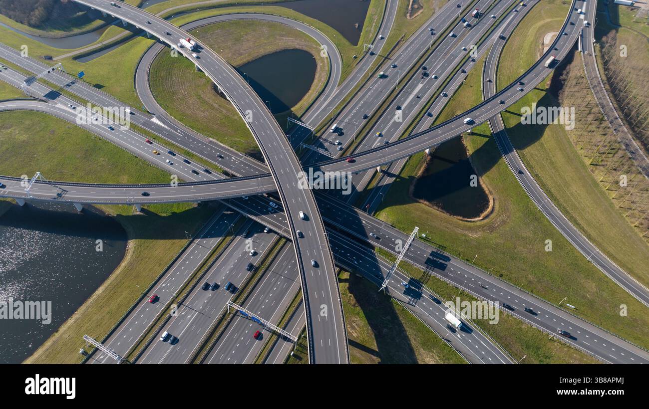 multi lane intersection, traffic, mobility, maintenance infrastructure. Stock Photo