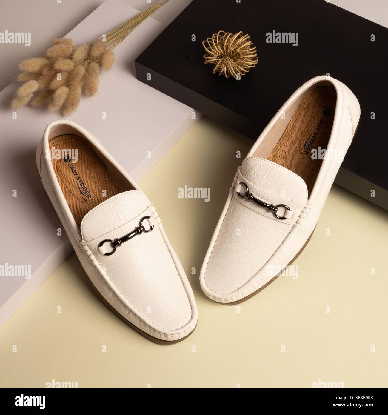 mens white shoes with gold buckle