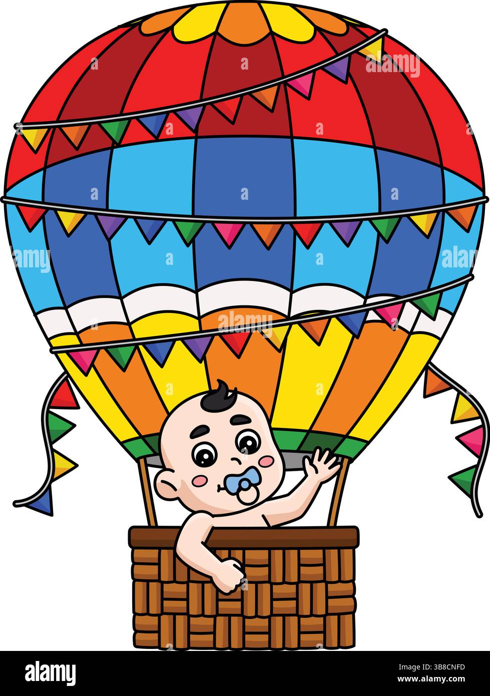 Baby Shower Baby Hot Air Balloon Cartoon Clipart Stock Vector Image ...