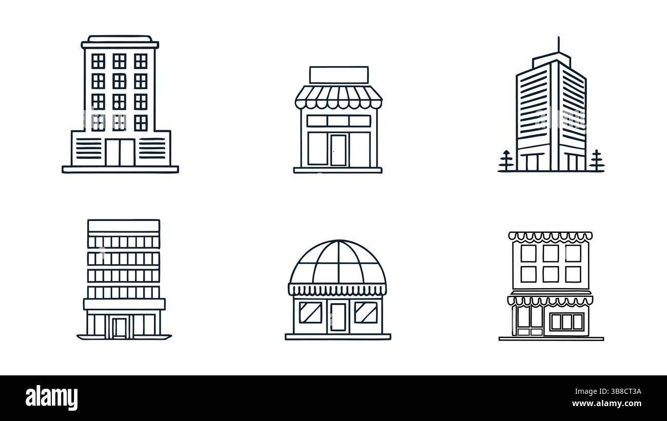 Modern Building Line Art - Architecture Vector Design Stock Vector ...