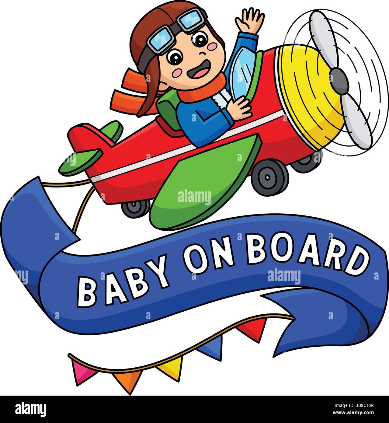 Baby Shower Baby on Plane Cartoon Colored Clipart  Stock Vector