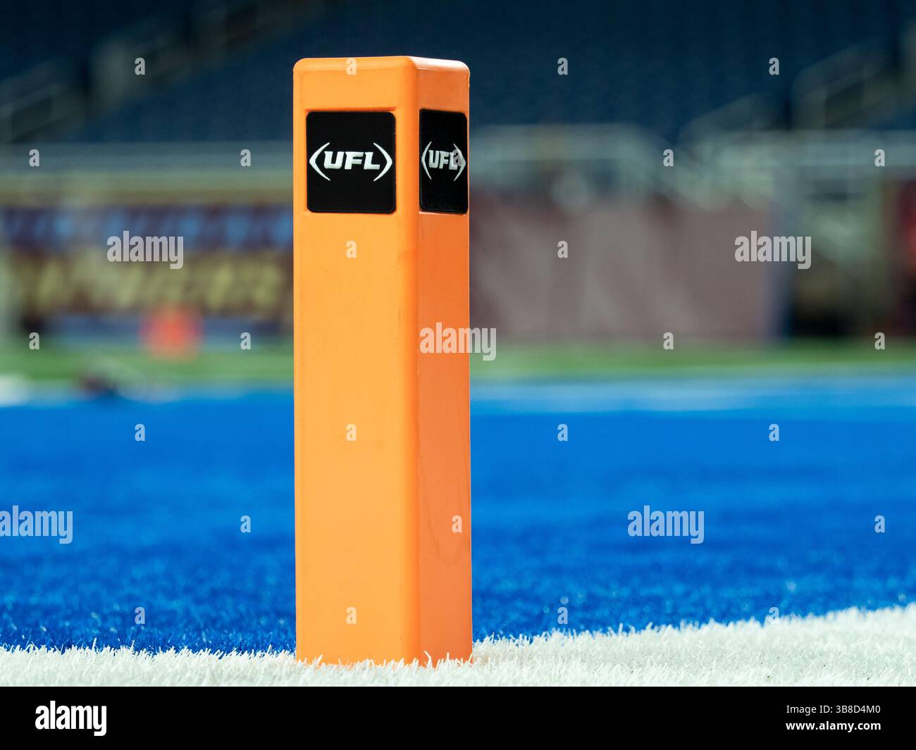 DETROIT, MI - MAY 04: The UFL logo is pictured on a pylon before the ...