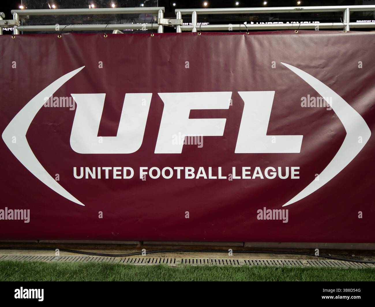 DETROIT, MI - MAY 04: The UFL logo is pictured before the UFL football ...