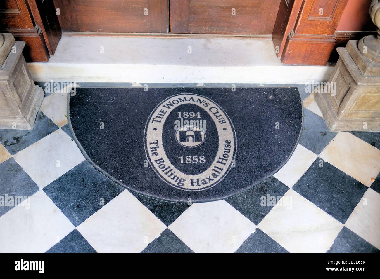 Door mat at the Bolling Haxall House; also known as the Woman's Club, historic building in Richmond, Virginia built by Bolling Walker Haxall, 1858. Stock Photo