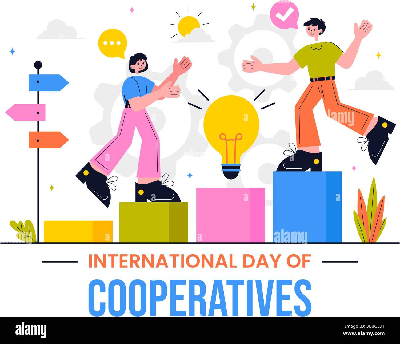 Complementary Person International Day of Cooperatives Vector Illustration Featuring People ...