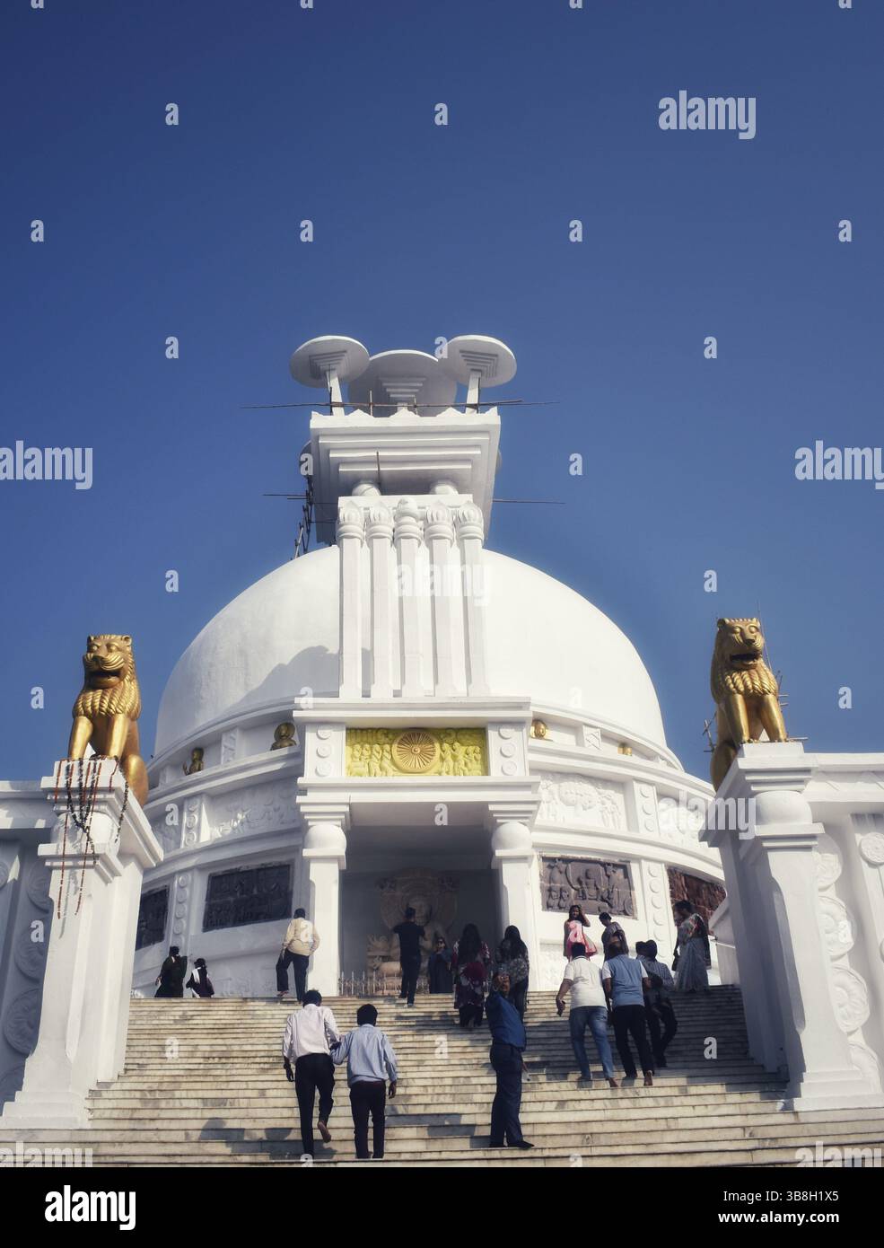 Shanti Stupa (Peace Pagoda) at Dhauligiri, Puri, Odisha in India, built ...