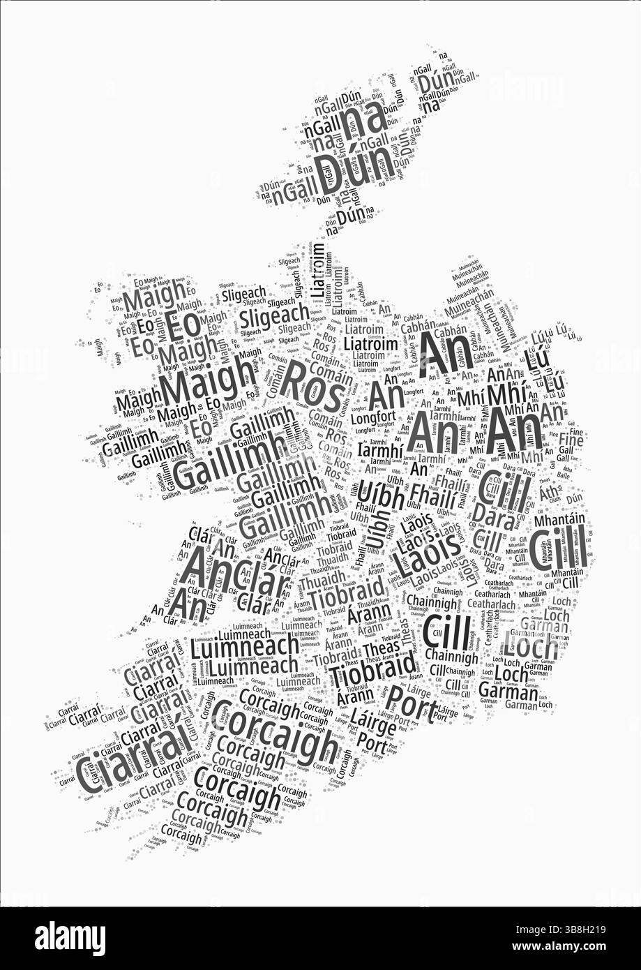 Ireland Text Style Regions. Country region names word clouds in the ...