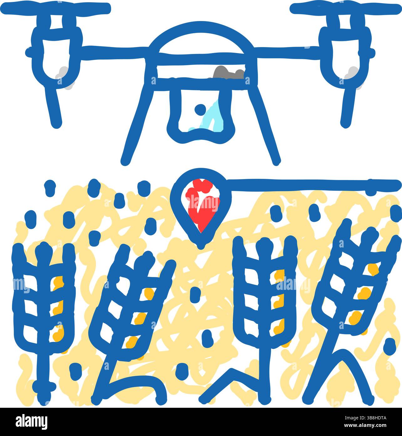 crop monitor drone robot harvests icon doodle illustration Stock Vector ...