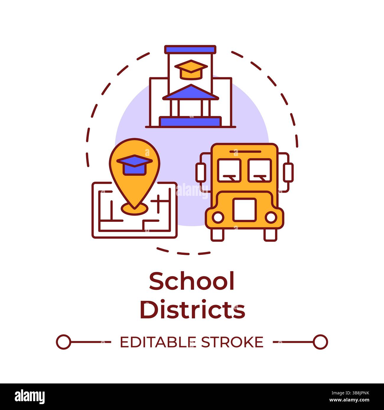 School districts multi color concept icon Stock Vector