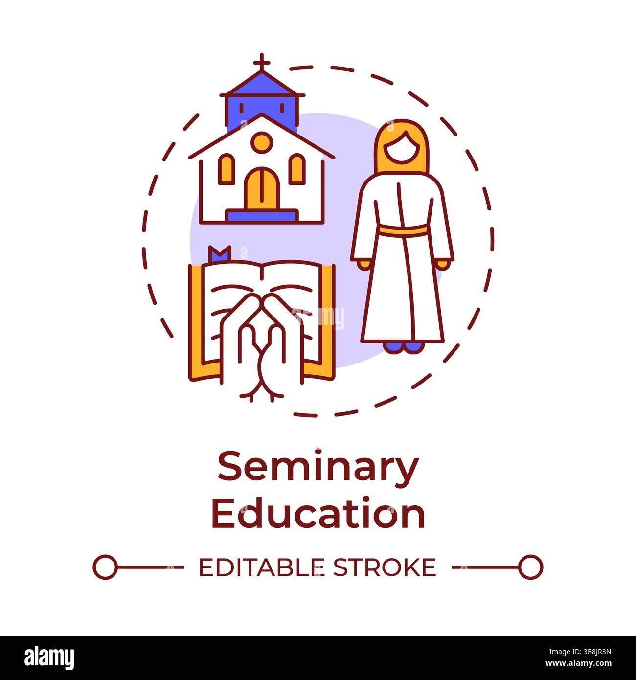 Seminary education multi color concept icon Stock Vector