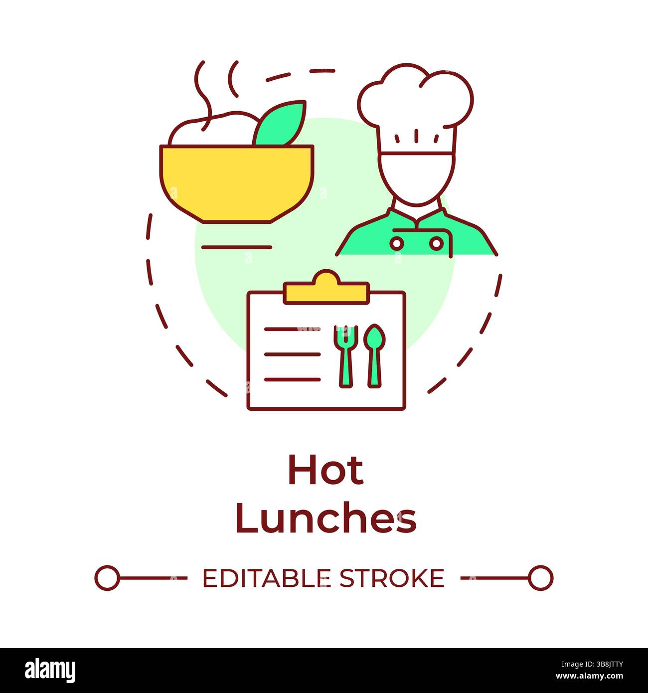 Hot lunches multi color concept icon Stock Vector