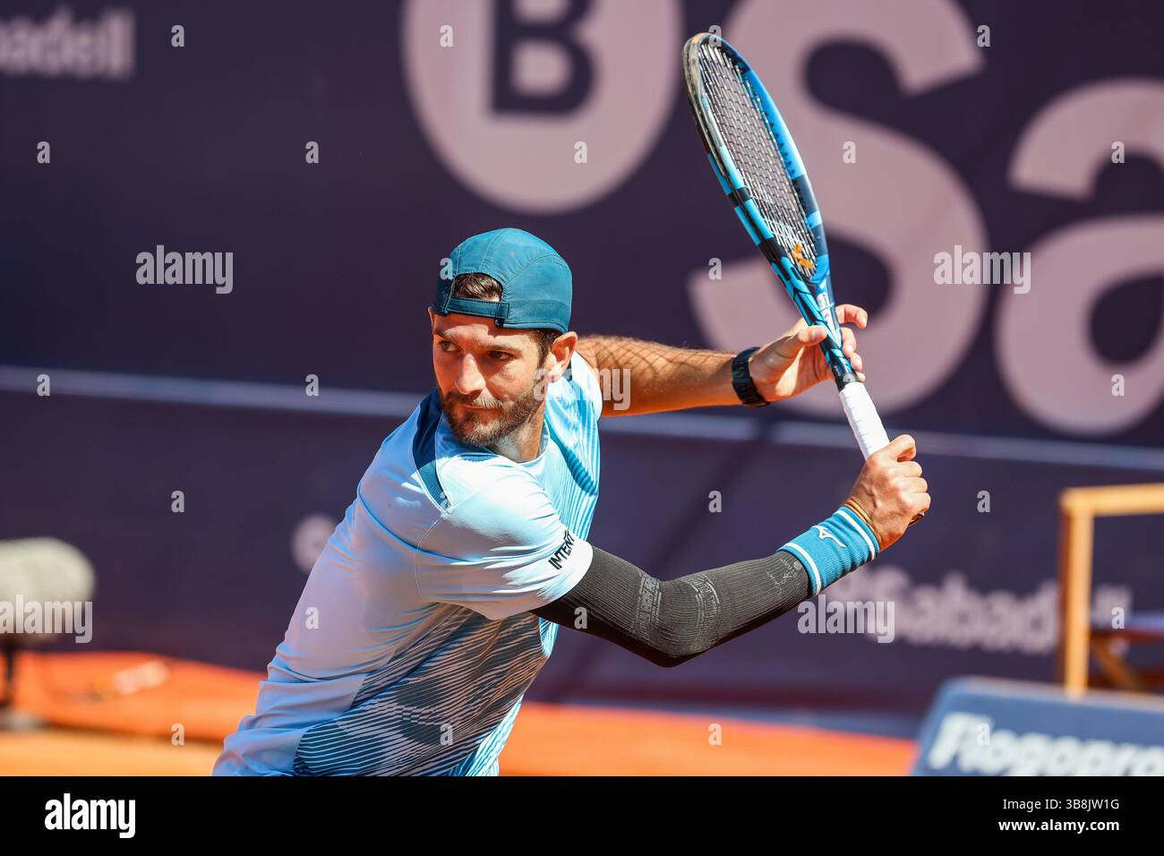 April 14, 2024, Barcelona, null, Spain: Barcelona, Spain. April 14th, 2024. Tennis player Andrea Vavassori seen during the qualification match between Harold Mayot and Andrea Vavassori during the Barcelona Open Banc Sabadell tournament in Barcelona. (Credit Image: © Gonzales Photo/Gonzales Photo via ZUMA Press) Stock Photo