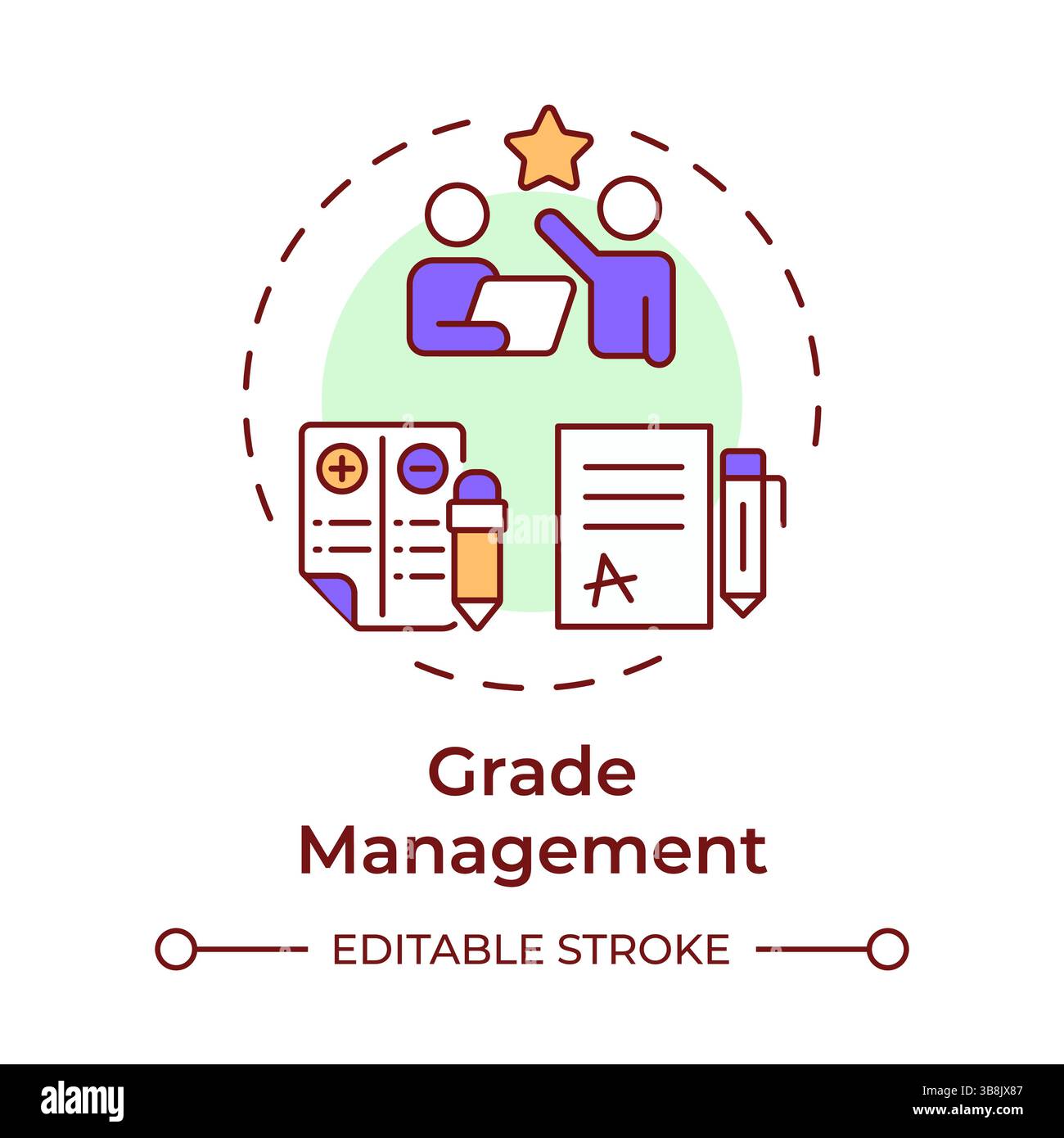 Grade management multi color concept icon Stock Vector