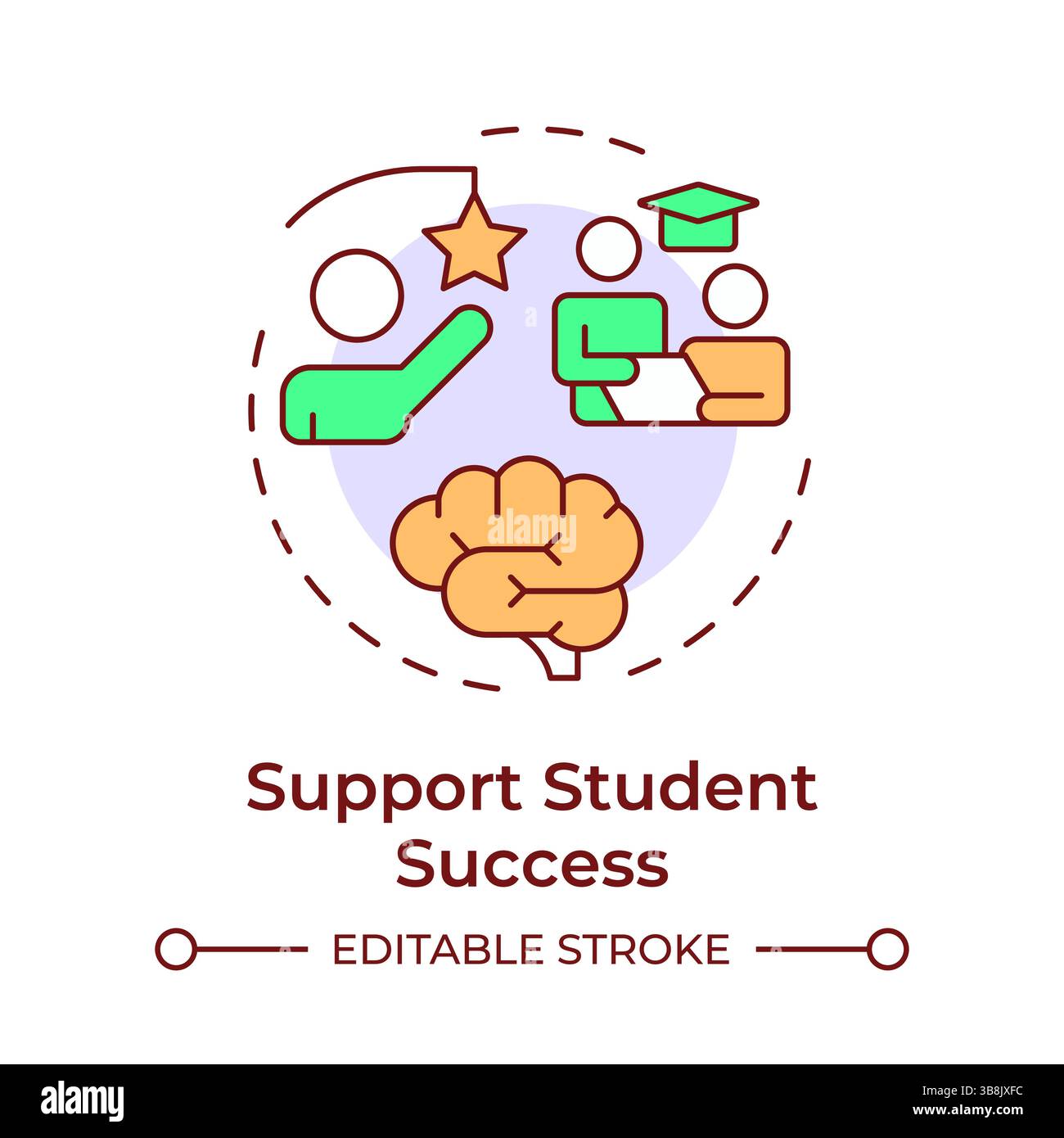 Support student success multi color concept icon Stock Vector