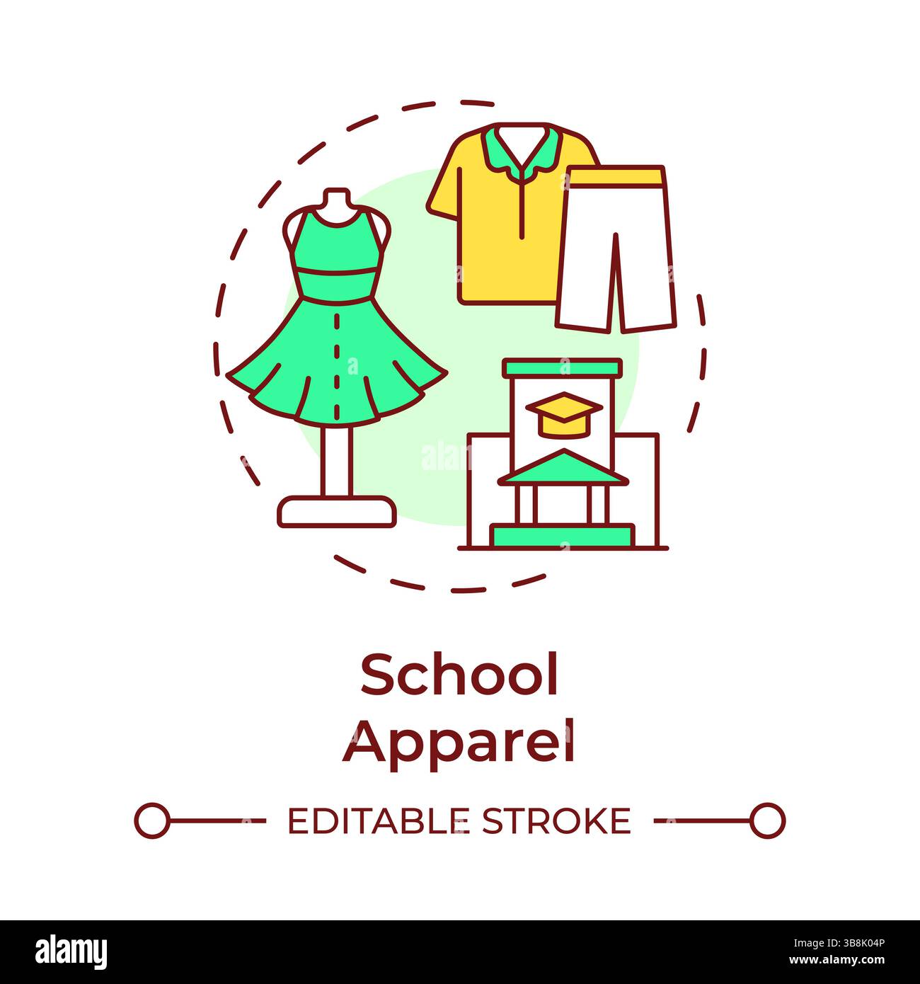 School apparel multi color concept icon Stock Vector