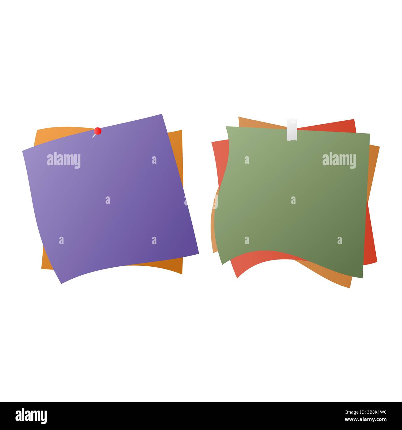 Colorful Blank Sticky Notes Vector. Reminder Sticky Notes on White Background. Stock Vector