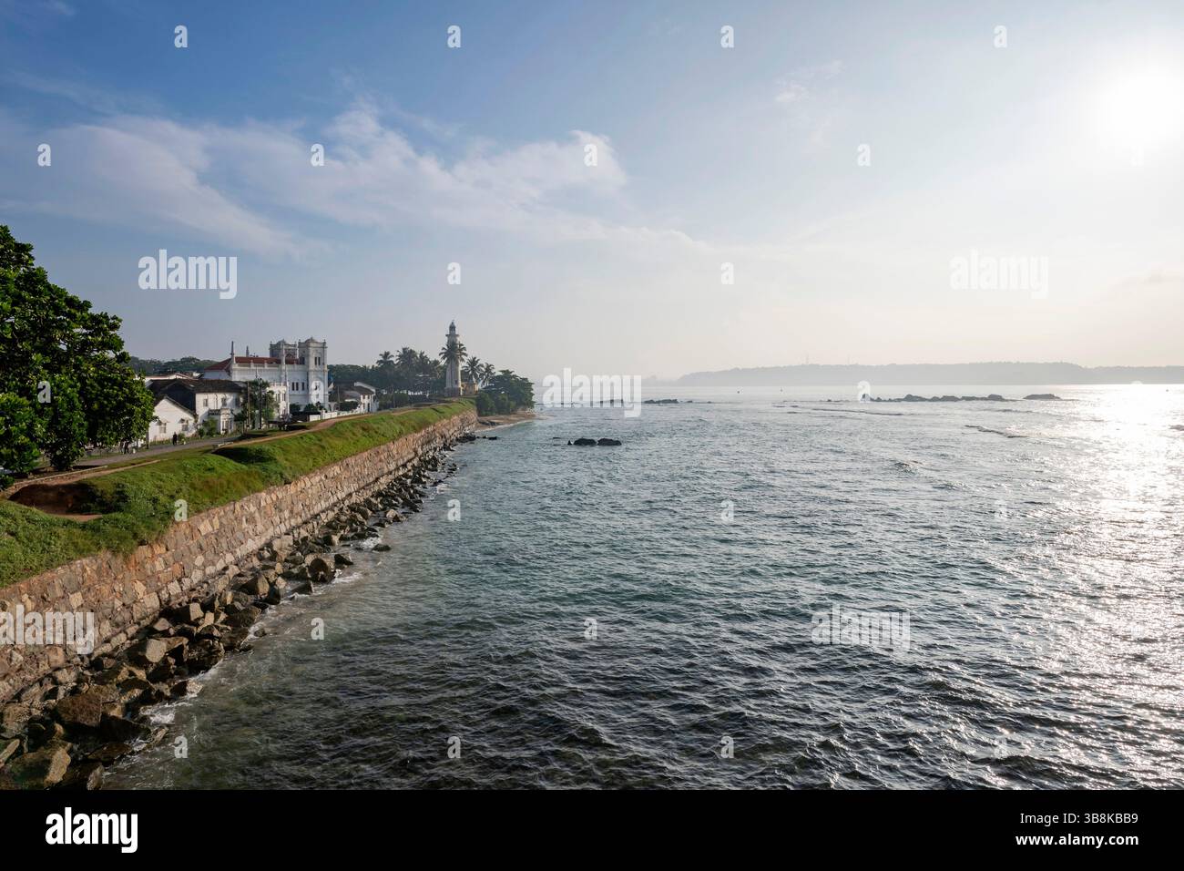 Sri Lanka, Southern Province, Sud, Süd, South, ville, Staadt, city, town, Galle, UNESCO, phare, Leuchtturm, light house, océan, Ozean, ocean, palmier, Stock Photo