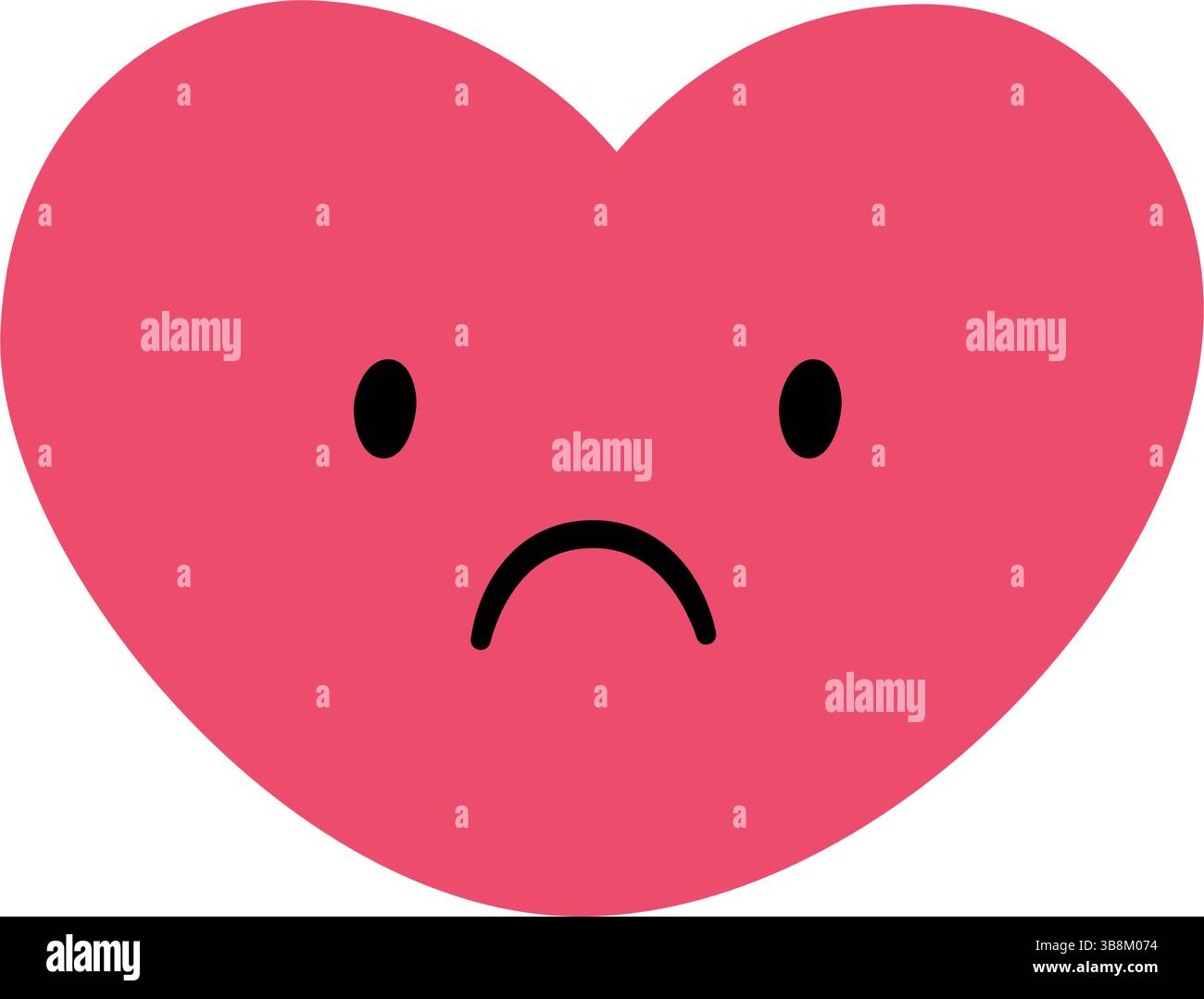 Cute doodle sad heart face icon. Sad upset heart. Love kawaii emoji ...